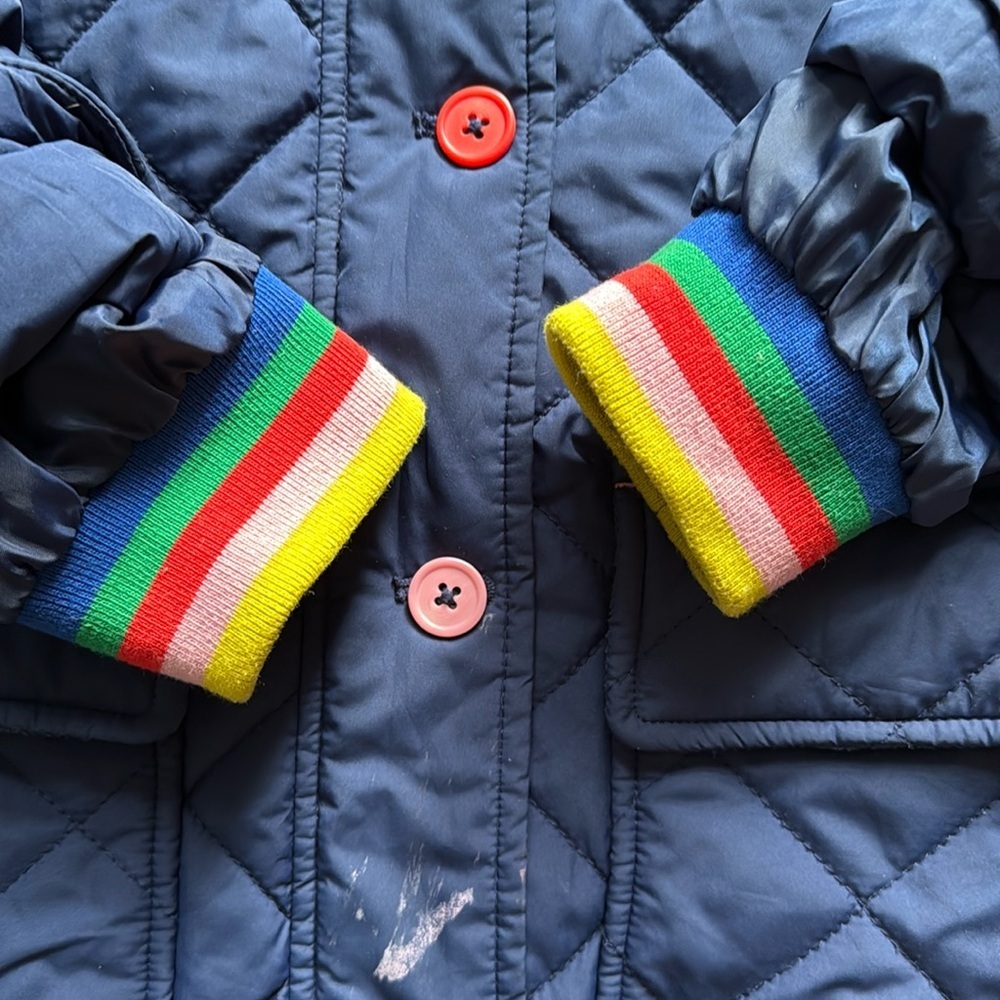 Boden Longline Quilted College Navy Puffer Waterproof Parka Coat, Kids Size 6/7 - Picture 5 of 11